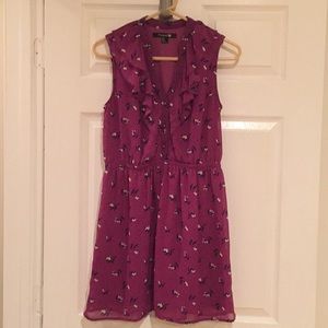 Forever 21 purple floral ruffled collar dress